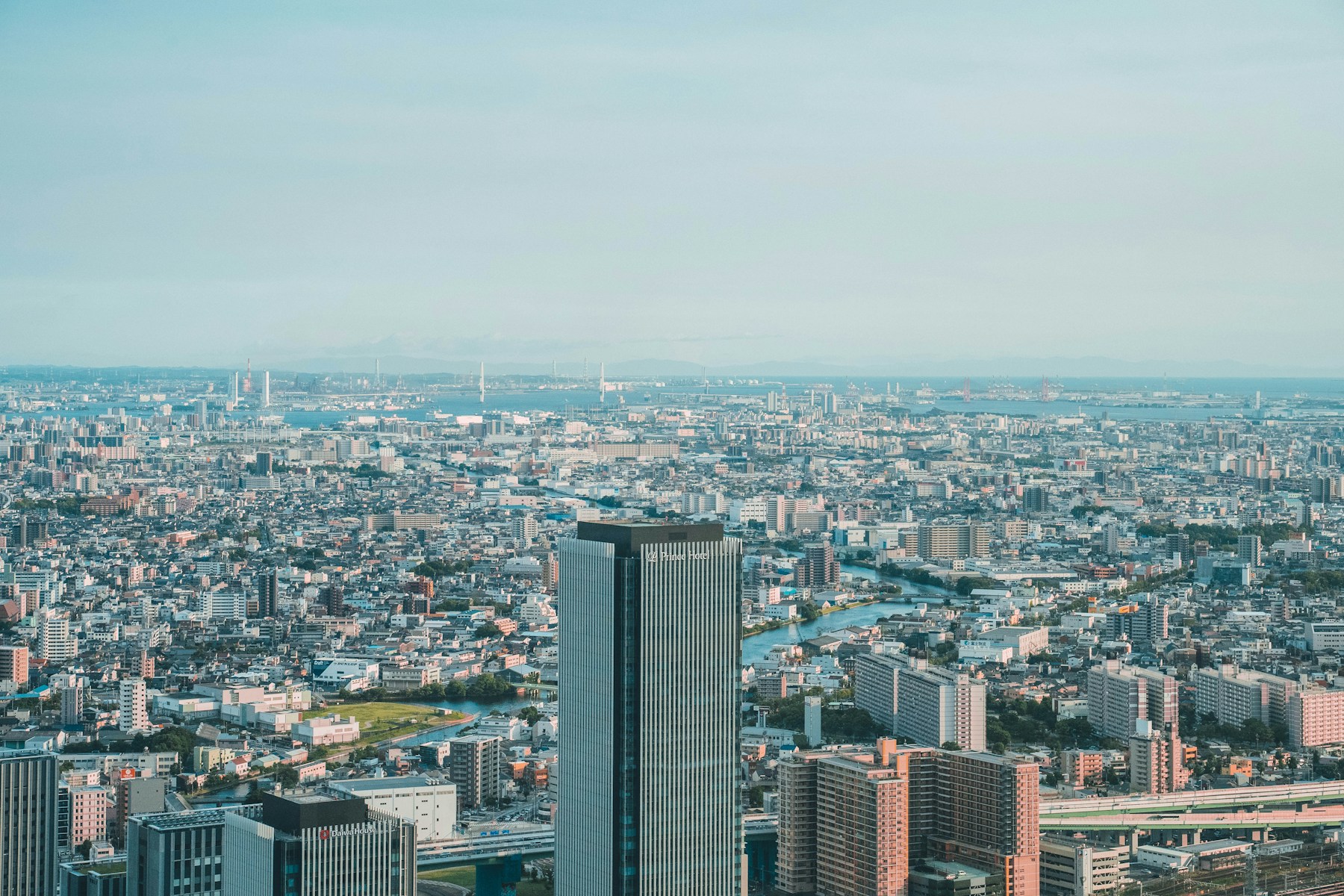 Nagoya’s city skyline at dusk in Japan.