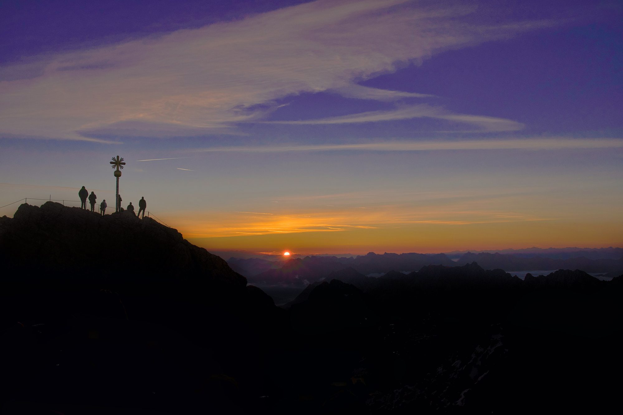 Sunrise over the Wetterstein range in the Bavarian alps